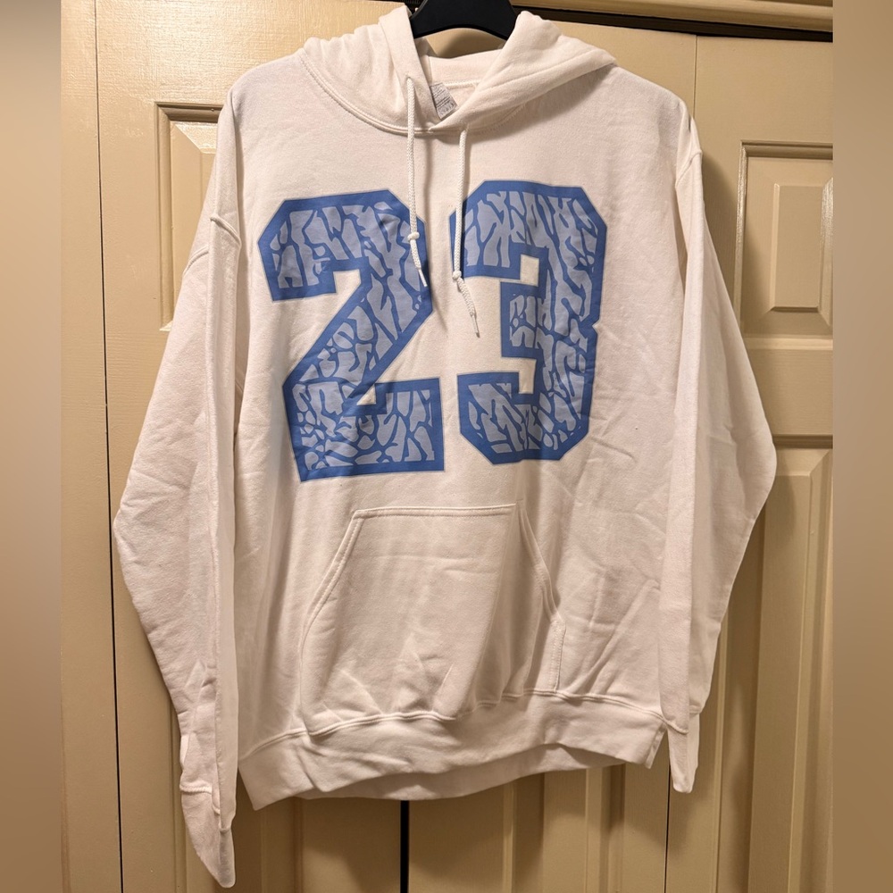 #23 Jersey White and Blue Sweatshirt with Hood